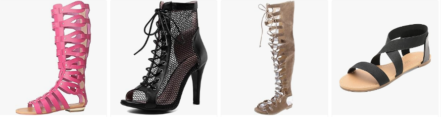 Suede boots or gladiator sandals